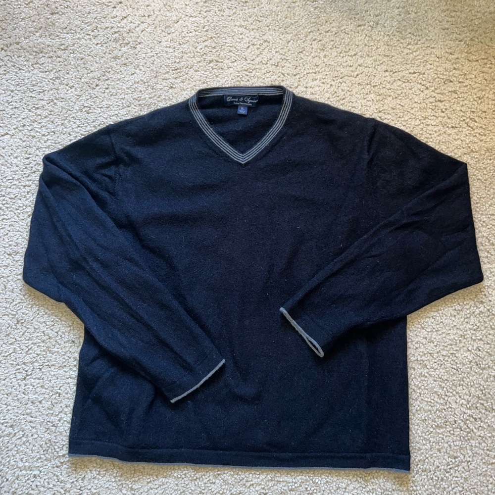Men's Black V-Neck Sweater